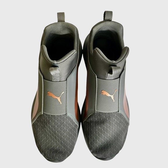 Puma Rebel Mid Sneakers Women’s sz. 8.5 Charcoal Gray Pink Slip-on Round Toe - Picture 4 of 8